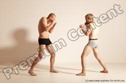 Underwear Martial art Man - Man White Moving poses Slim Short Blond Dynamic poses Academic